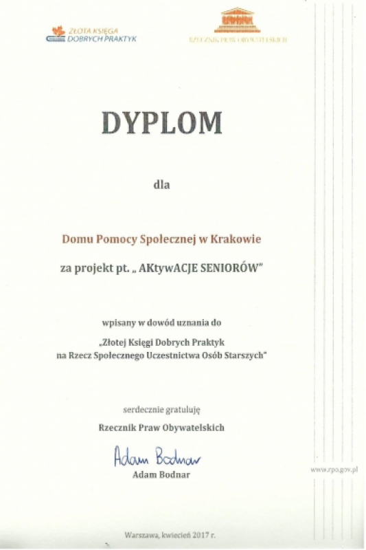 Wpis do Złotej Księgi Dobrych Praktyk na Rzecz Społecznego Uczestnictwa Osób Starszych (fot. 2)